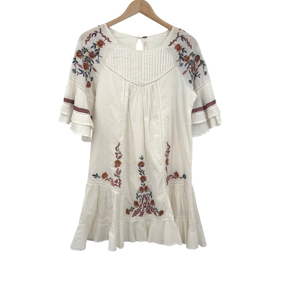 Free People Pavlo Embroidered Ivory Dress Ivory Boho Festival Size M - Picture 2 of 7